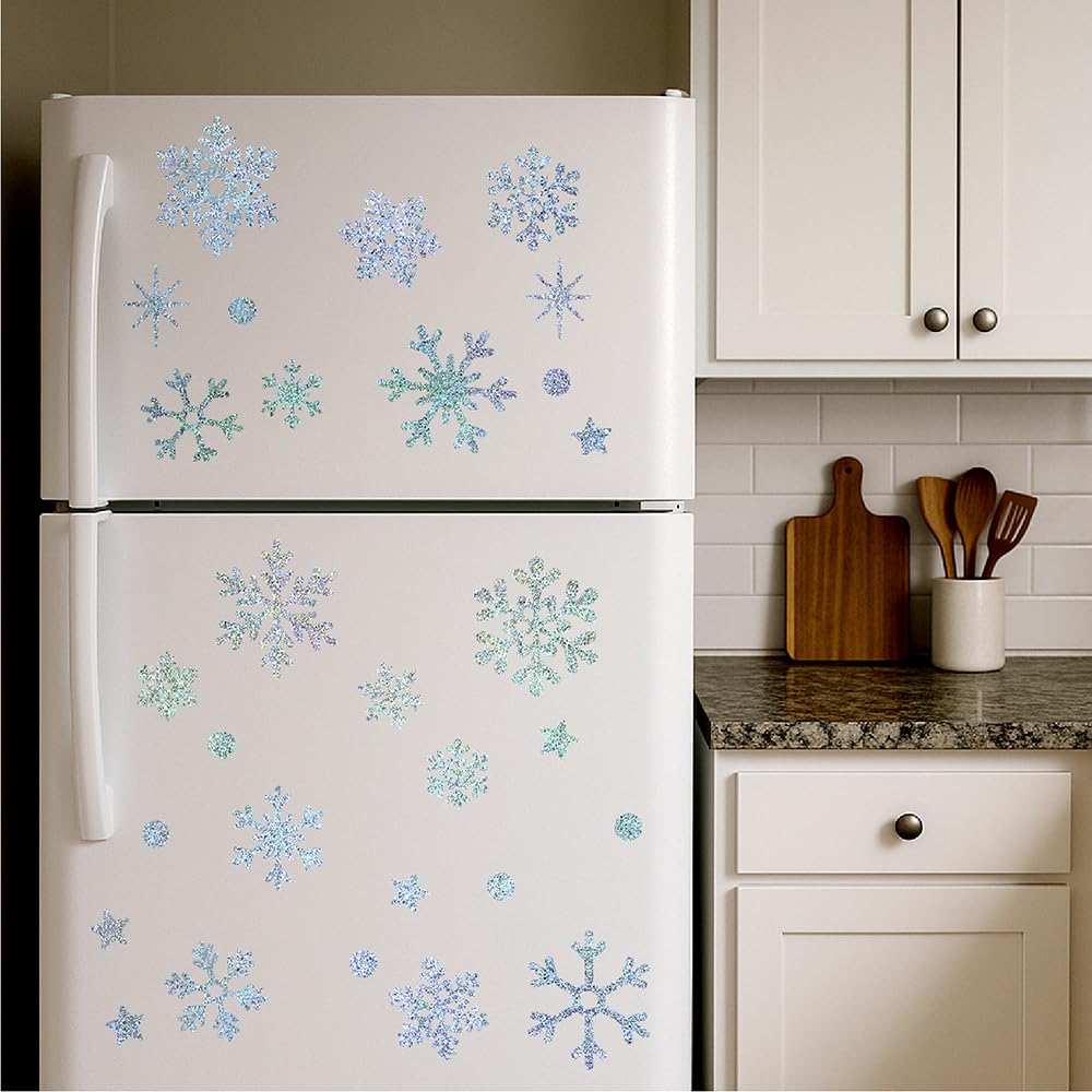 200 Stück selbstklebende Schneeflocken-Aufkleber – 10 Blatt abnehmbare, wasserdichte Vinyl-Glitzer-Aufkleber für Weihnachten, Winter, Urlaub, Party, Zuhause und DIY-Dekoration (Silber)