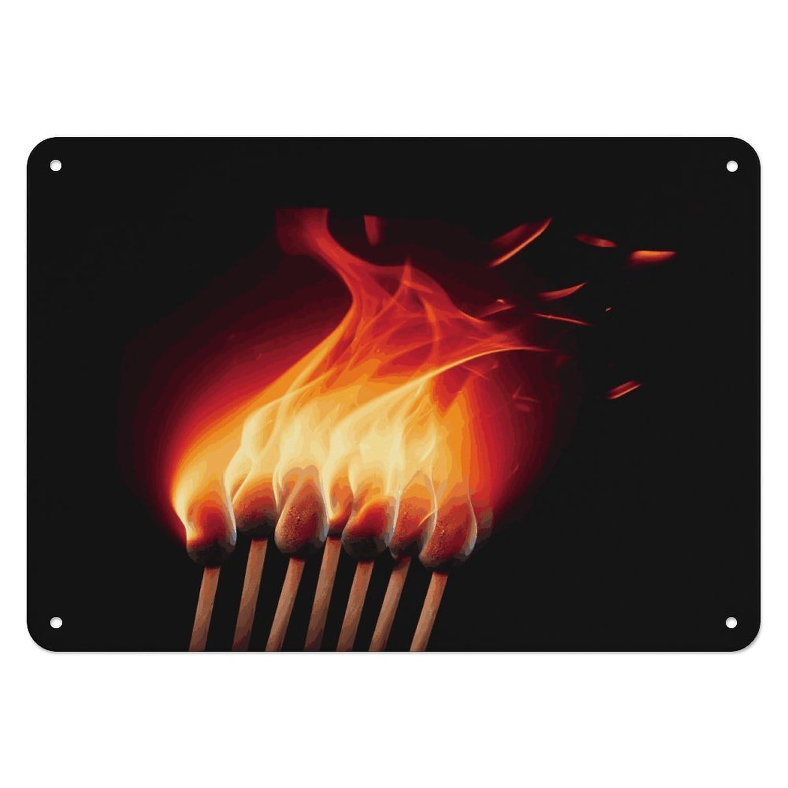 Fodpand Style Flames Matches Retro Vintage Metal Tin Sign,Wall Art Decor Garden Plaque Poster For Bedrooms Yard Bars Pubs Patios Porches 7.9X5.5 Inch