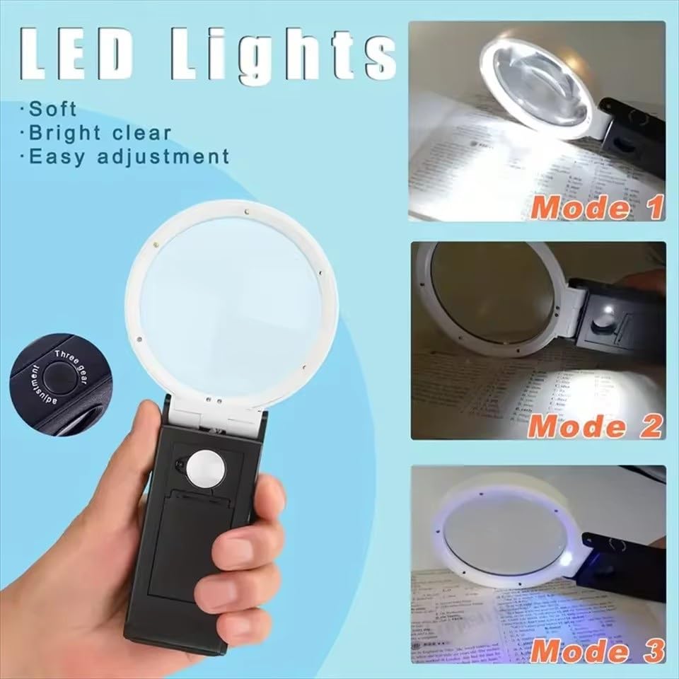 Lente d'ingrandimento pieghevole 6X 25X con lente d'ingrandimento portatile leggera adatta per lavoro di lettura