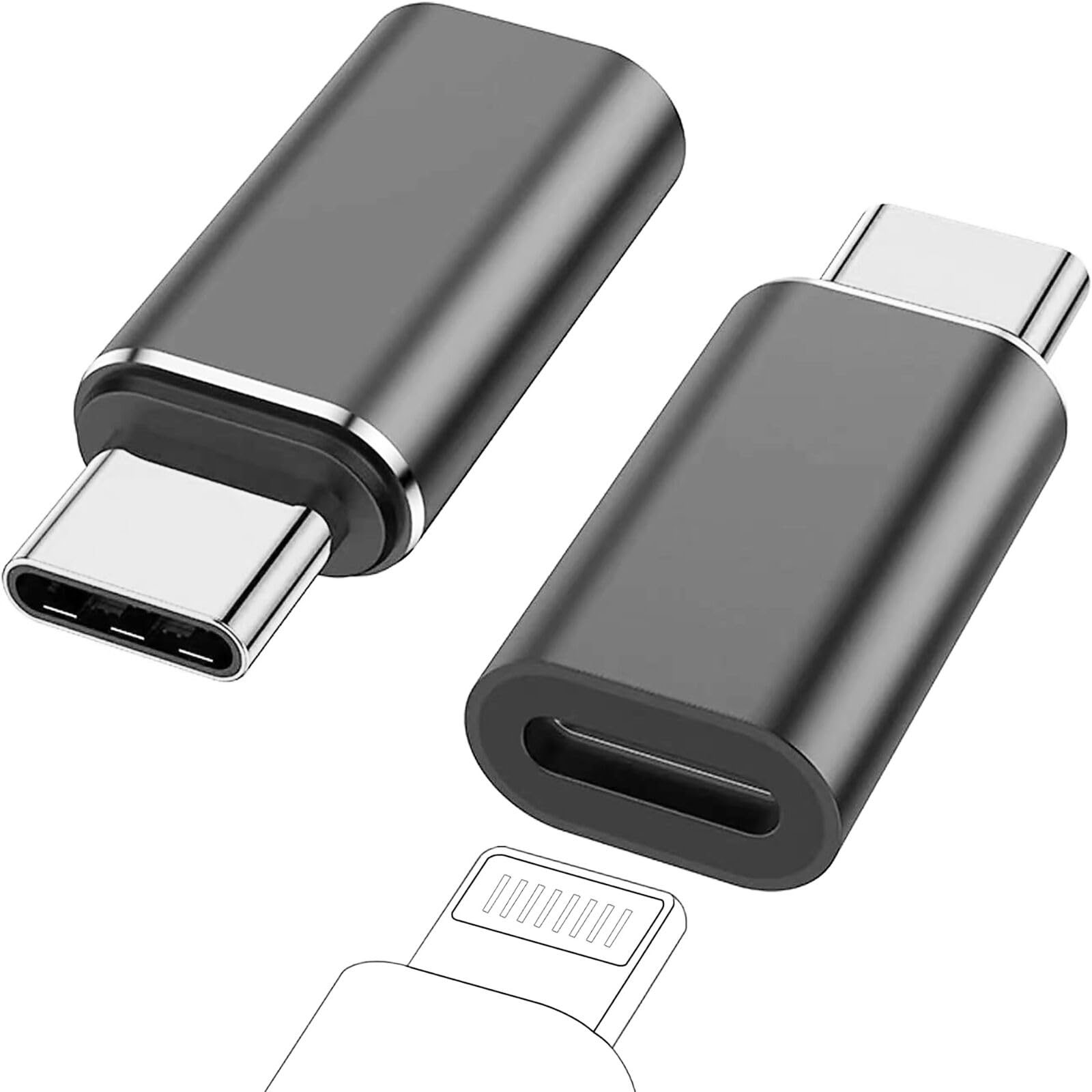2Pack Lightning to USB C Adapter for iPhone15,PD Fast Charging Compatible with iPhone 15 Series/MacBook/Laptop/iPad/Samsung and More Type C Devices,Support Data Transmission,Compact & Portable -Black