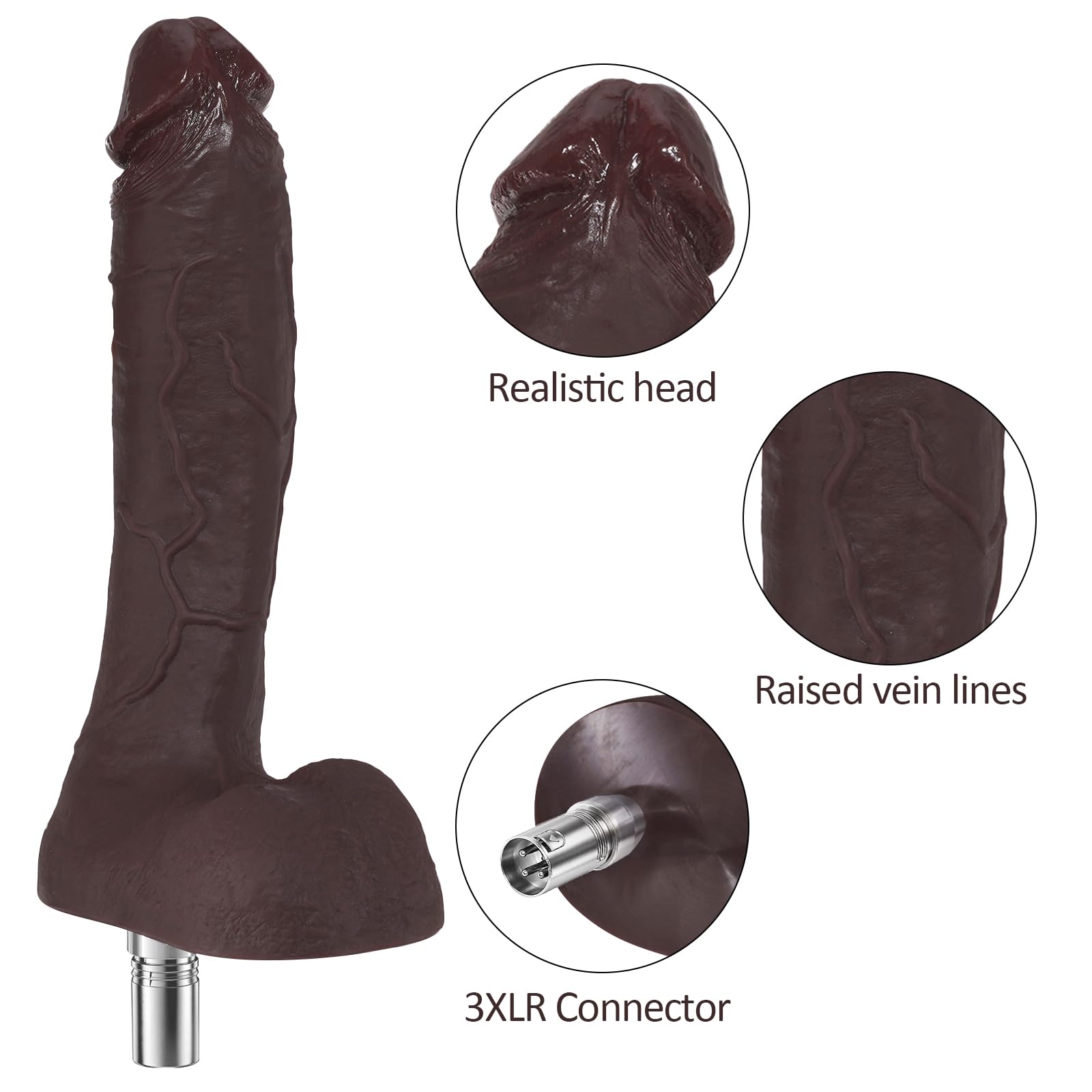 Machine à godemiché réaliste 23 cm avec connecteur 3XLR, accessoires en silicone BBC, jouet sexuel adulte