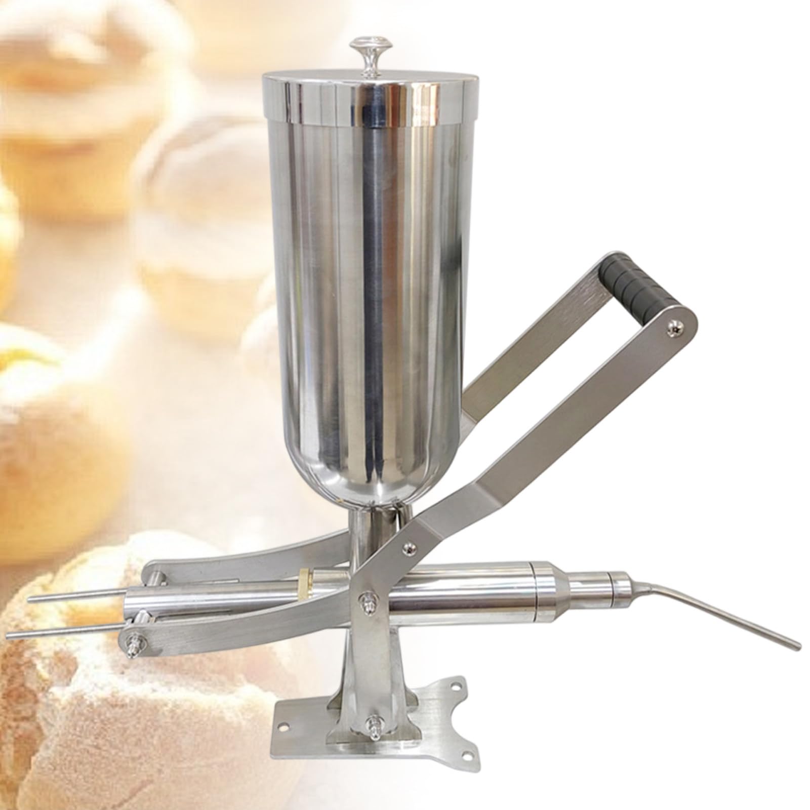 GwlThixion Manual Donut Filler Machine 5L, Manual Donut Jelly Filler Injector Machine with 4 Filling Pipes, for Cream, Jam, Paste in Bakeries, Restaurants, Cafe, Dessert Shops CT-01