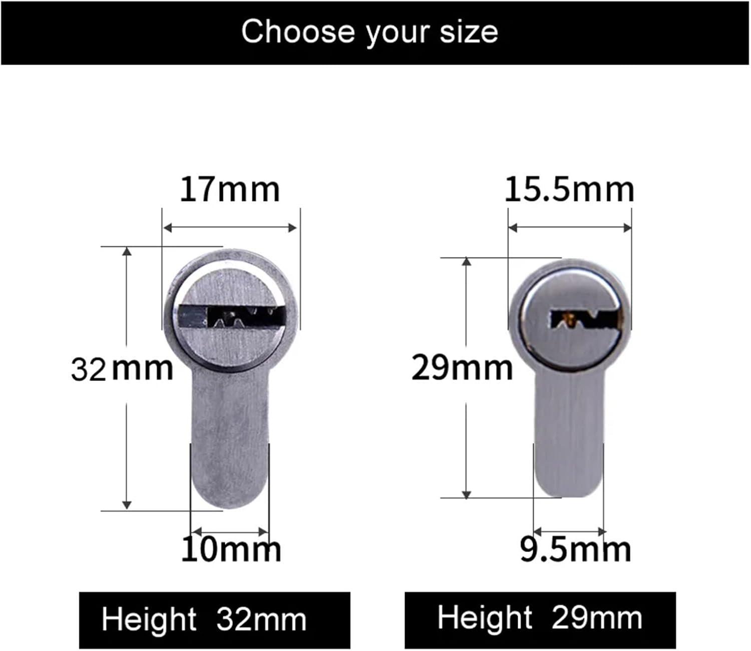 Household Wooden Door Lock core Height 29mm Material zinc Alloy 5 Keys Rugged and Length 70MM 80MM 90MM Lock Cylinder(90mm)