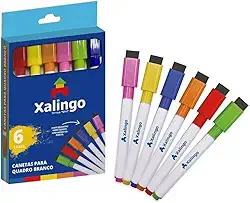 Kit de Canetas Coloridas para Quadro Branco 6 Cores Xalingo