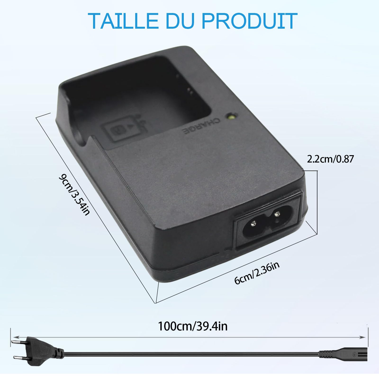 BC-CSGB NP-BG1 NP-FG1 Caricabatterie compatibile con Sony Cybershot DSC-HX5V,DSC-HX9V,DSC-W30,DSC-W35,DSC-W50,DSC-W55,DSC-W70,DSC-W80,DSC-H10,H20,H50,H55 Fotocamera e 120cm AC Power Cord