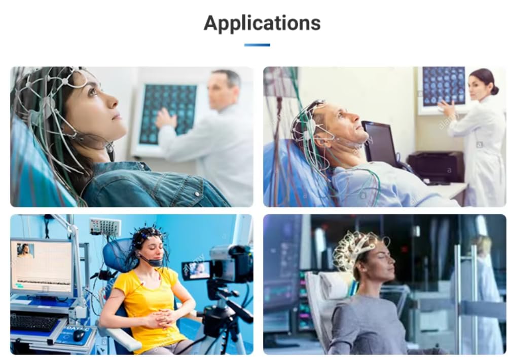 EEG Gold Cup Electrodes, 59 Inch Multicolor Cables, DIN 1.5mm Plug, Electroencephalogram Leads, 10pcs/pkg