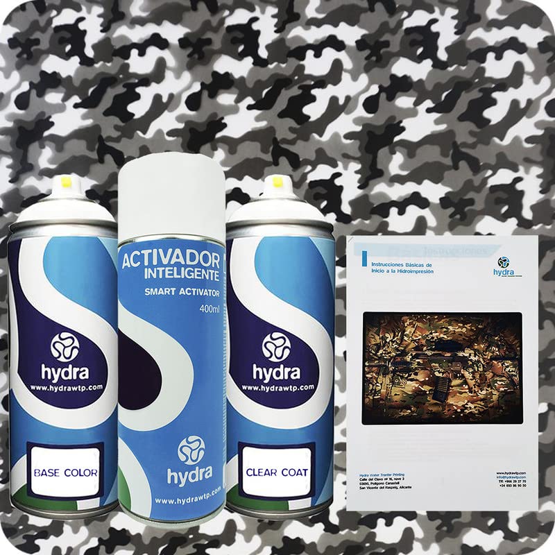 STARTER Kit Cubicatura Kit: Attivatore Spray 400 ml + colore di fondo + vernice + manuale di istruzioni+ pellicola cubicatura mimetico camo. Larghezza: 50 cm. Lunghezza: 100 cm (HCA-134)