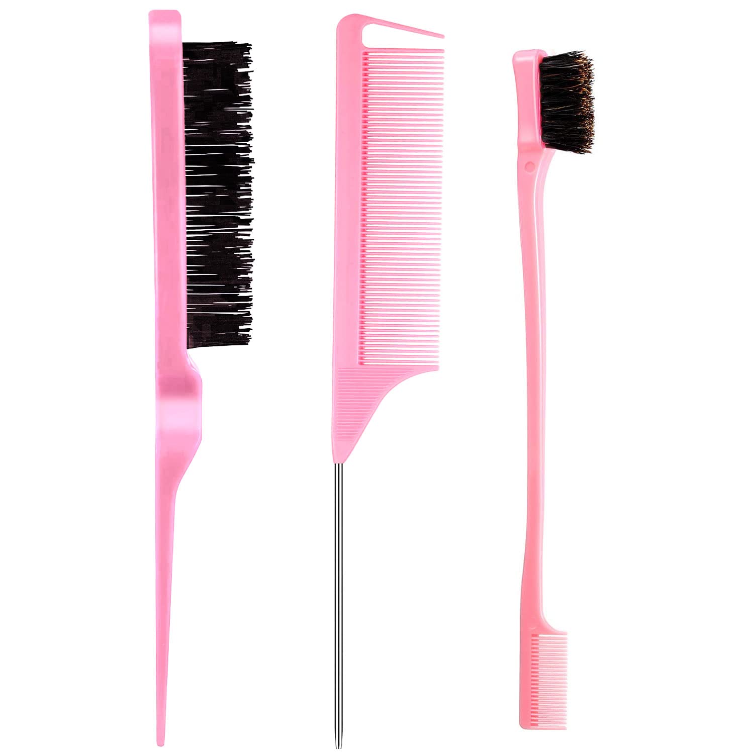3 Pieces Teasing Brush Set Bristle Hair Brush 3 Row