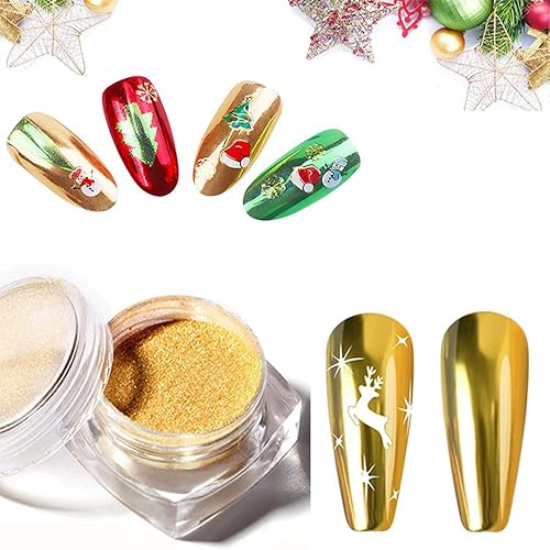 Miniatura 5 de Polvo de uñas cromado rojo  Uñas de Navidad efecto espejo metálico polvo manicura pigmento de uñas de alto brillo cromo polvo polvo polvo de uñas