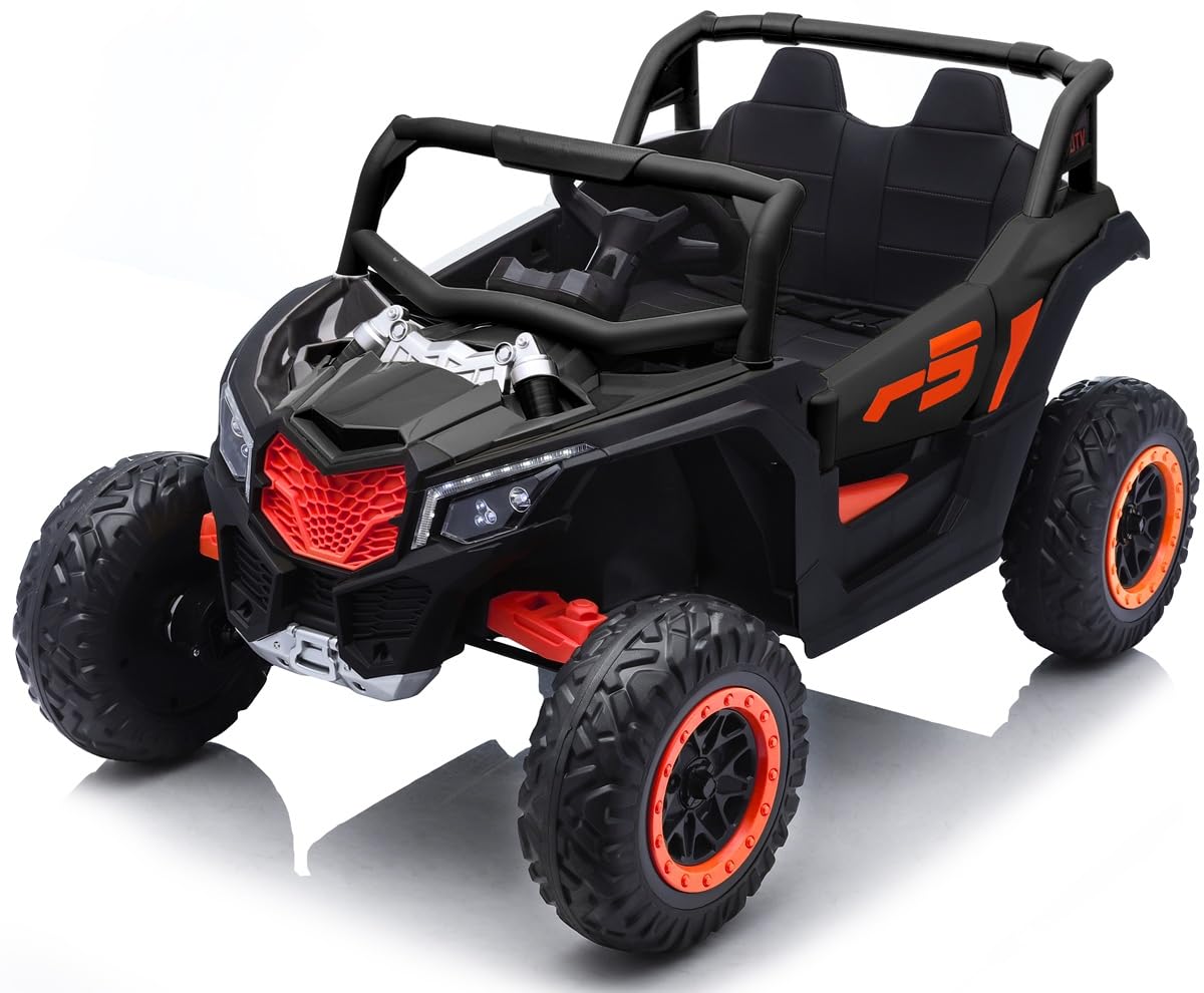 Playhouse Buggy RS 4x4 12V - 180W, Ledersitz, 2 Stoßdämpfer, Eva Räder, 12V 9ah, Fernbedienung, Kinderauto Kinderfahrzeug Kinder Elektroauto (Schwarz)