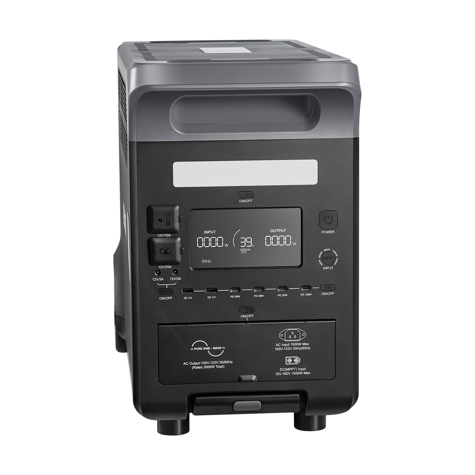 VEVOR Centrale Elettrica Portatile 2 Pannelli Solari da 200 W Stazione Elettrica, Kit di Generatore Solare 3000 W Batteria Backup LiFePO4 3072 Wh con 13 Porte di Uscita per Campeggio Viaggio Camper