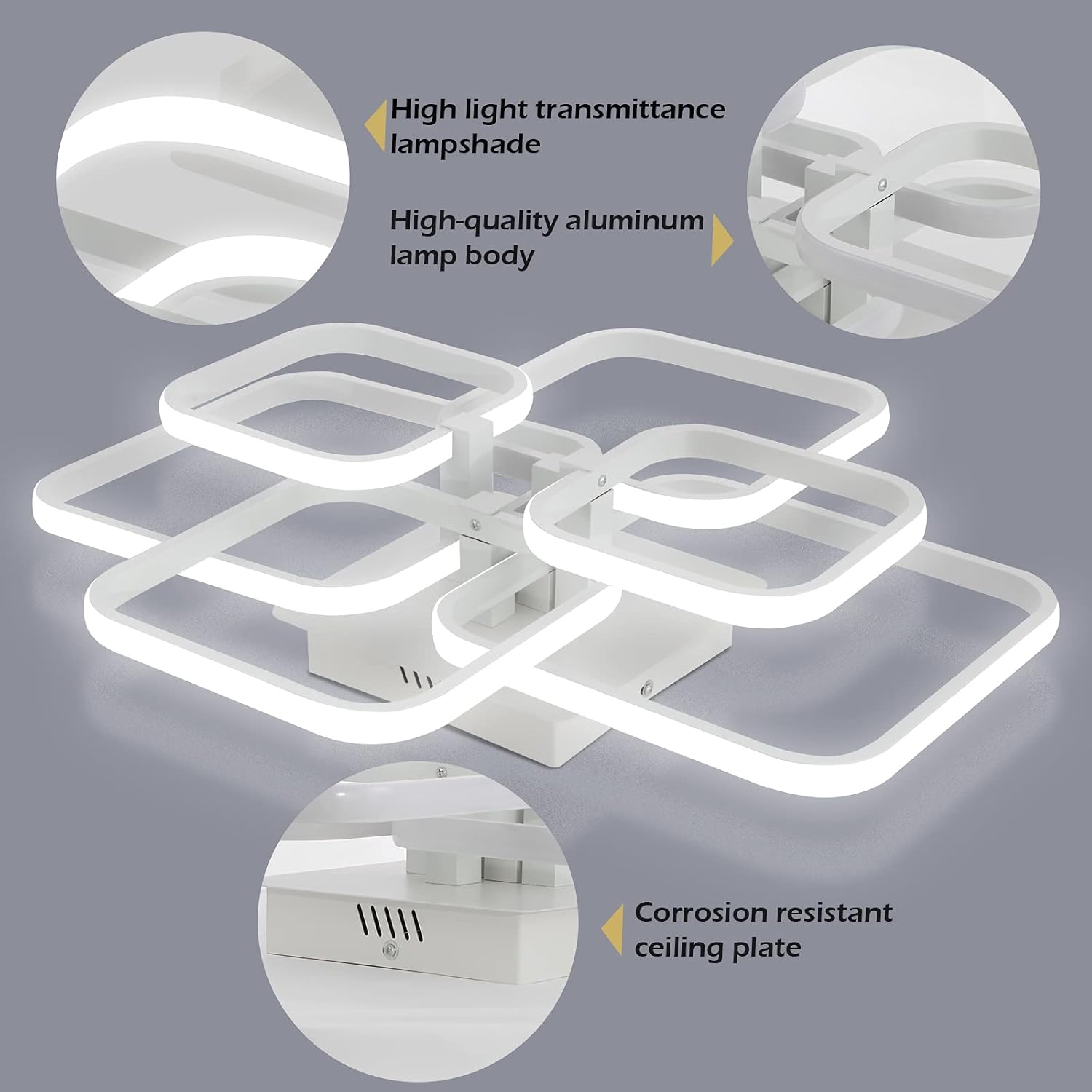 Black Friday - 60% OFF Modern LED Ceiling Light Lighting Fixture Flush Mount Ceiling Lamp Dimmable with Remote Control Close To Ceiling Lights 3000K-6000K Chic 6 Rings Design Kitchen Island Light for Bedroom Living Room