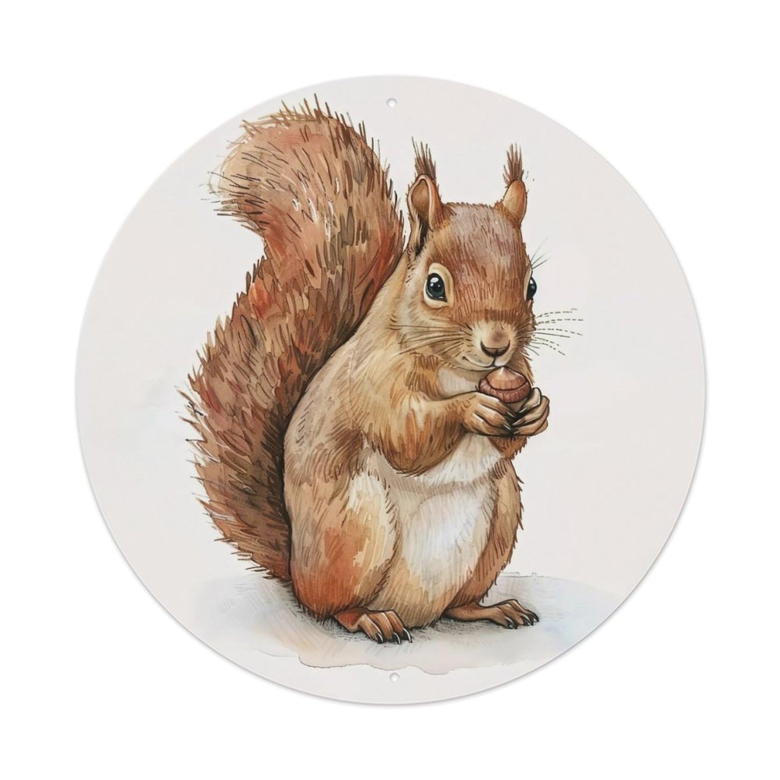 Animal Artwork Squirrel Eating Pine Cone Vintage Metal Tin Sign Plaque Wall Decor for Cafe, Club Bar, Office, Garden Metal Poster 8x8Inch