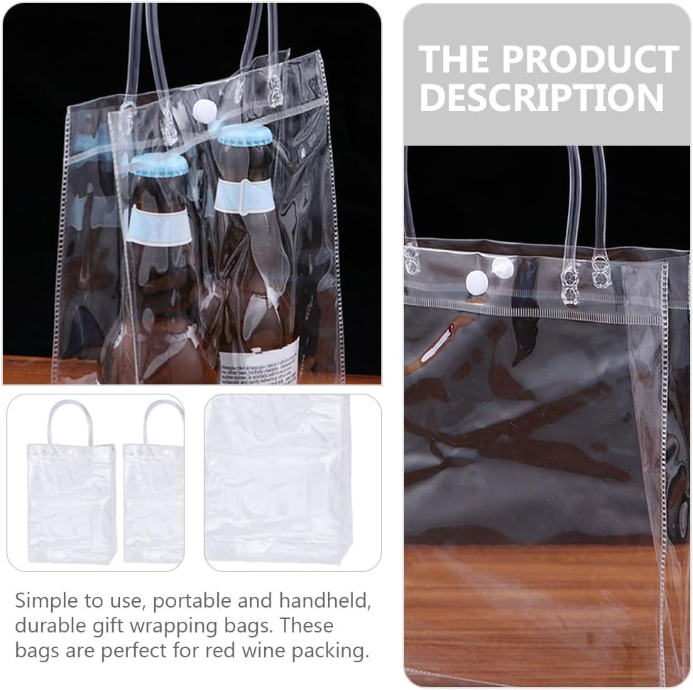 KALLORY 36 Pcs Clear Wine Storage Bag, Pvc Tote Packing Pouch, Practical Transparent Present Wrapping Bag for Events And Parties