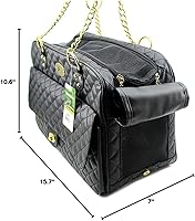 Vista 10 de B-JOY Nuevo bolso de perro para perro, bolso de mano para mascotas, con asas de doble cadena, color negro