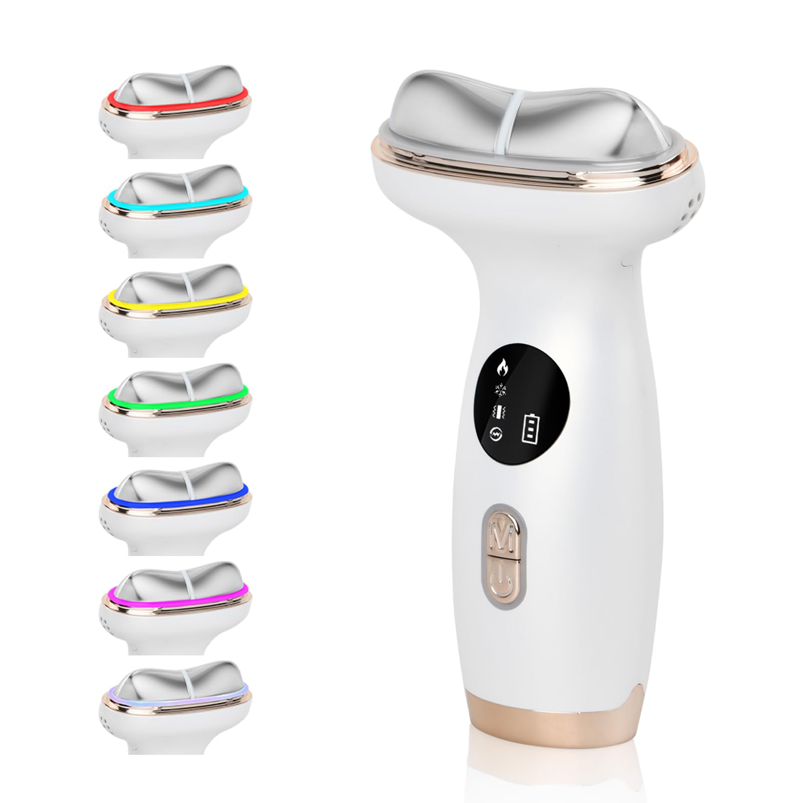 Masajeador Facial, EMS Gua Sha para Lifting Facial, Masajeador Facial Antiarrugas con 7 Modos, Masajeador de Belleza Facial con Calor Frio Vibraciones, para Reafirmar el Cuello y el Rostro