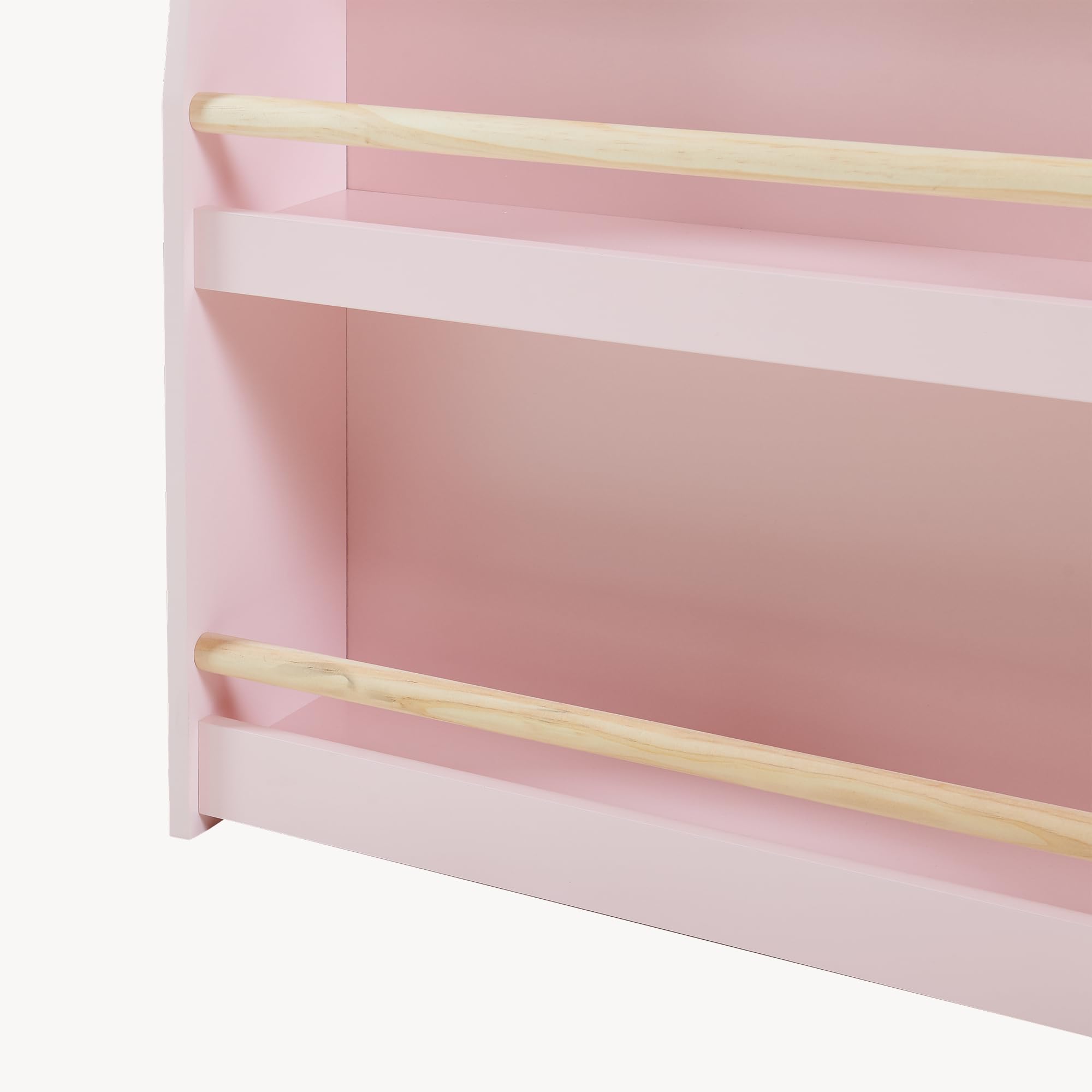 [en.casa] Libreria Montessori per Bambini a 3 Scomparti Aperti con Barra Scaffale Frontale Libri Quaderni Giocattoli per Cameretta Angolo Lettura 78 x 60 x 18 cm - Rosa