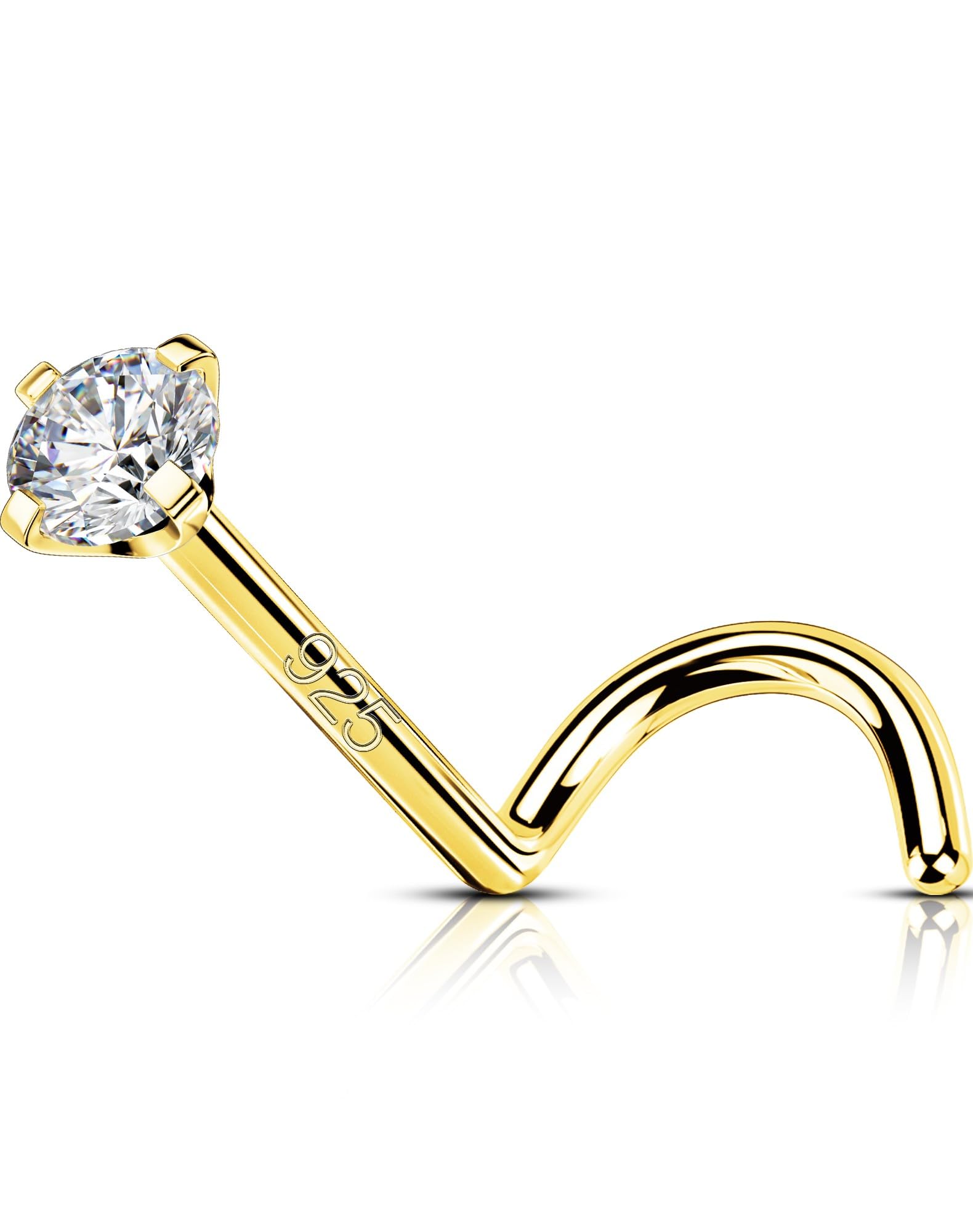 OUFER 20G Silber 925 Nasenpiercing L/S-förmig Nostril Piercing Ring 7mm Nasenpiercing Stecker Gold Nasenpiercing Schmuck Klar CZ Piercing Nase Nasenstecker (S-förmig)