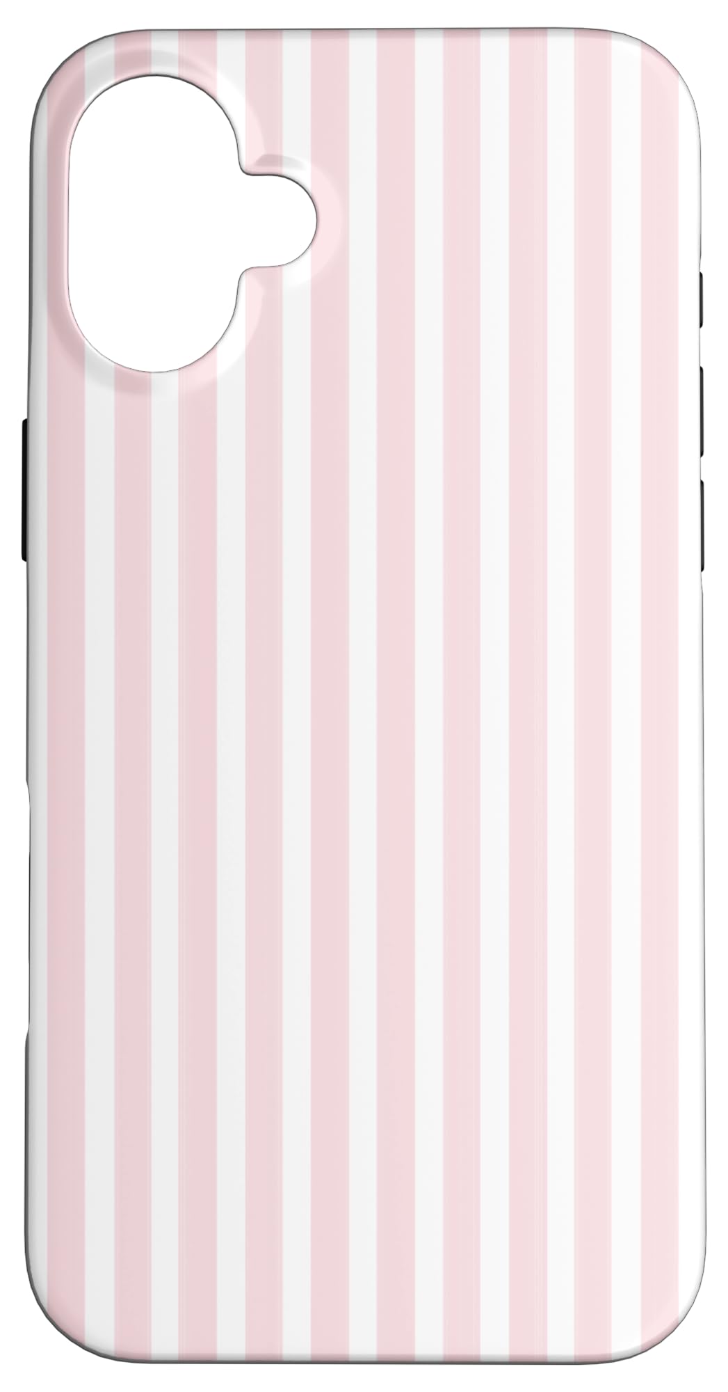 Cute Light Pink White Stripes Pattern Minimalist Case for iPhone 16 Plus