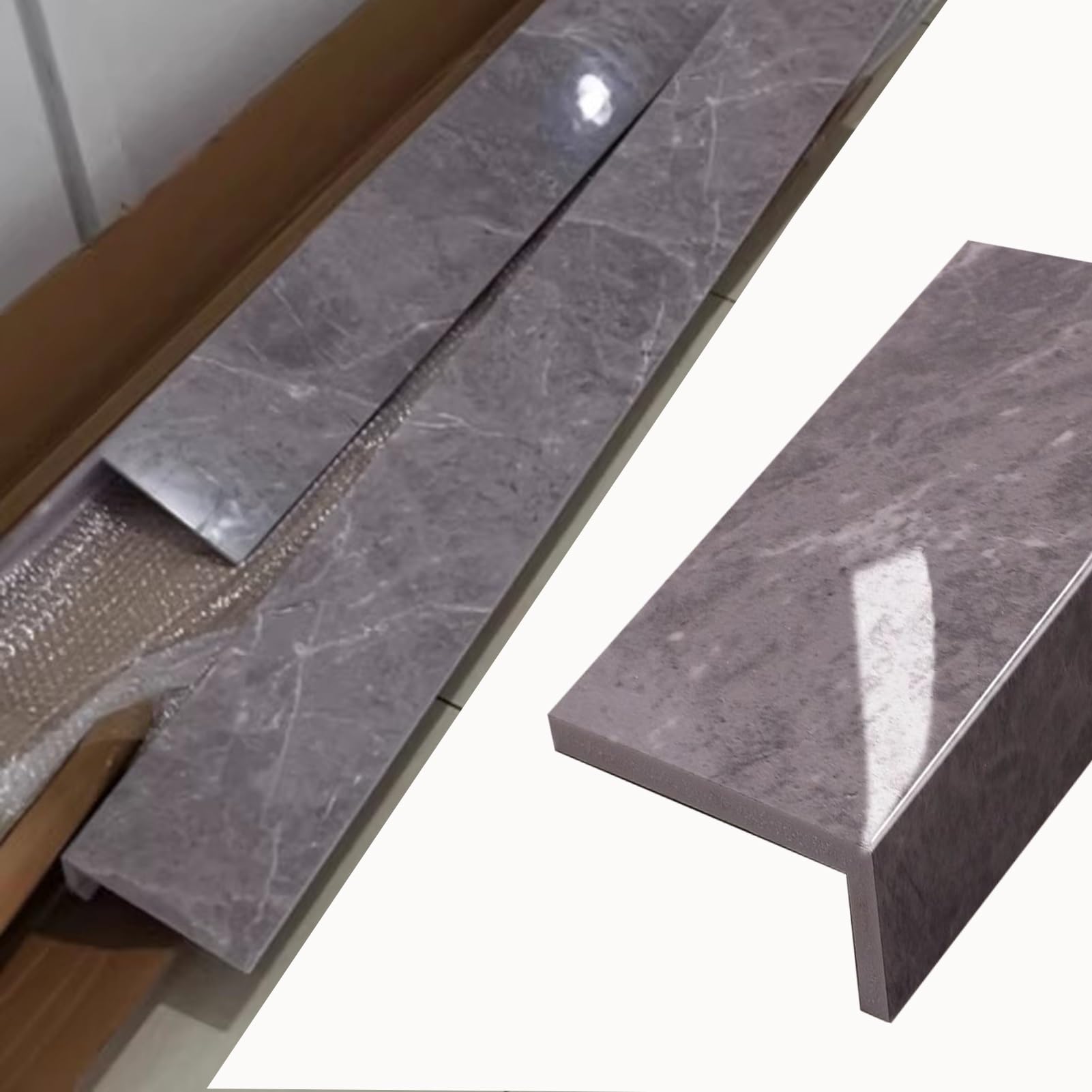 Davanzale Interno Finestra Pannelli per Finestre Tagliabili per Soggiorno, Rifinitura Davanzale Grigio Scuro per Vecchia Finestra, Protezione Telaio Porta Finitura Piastrelle per Cemento(140x10cm (55