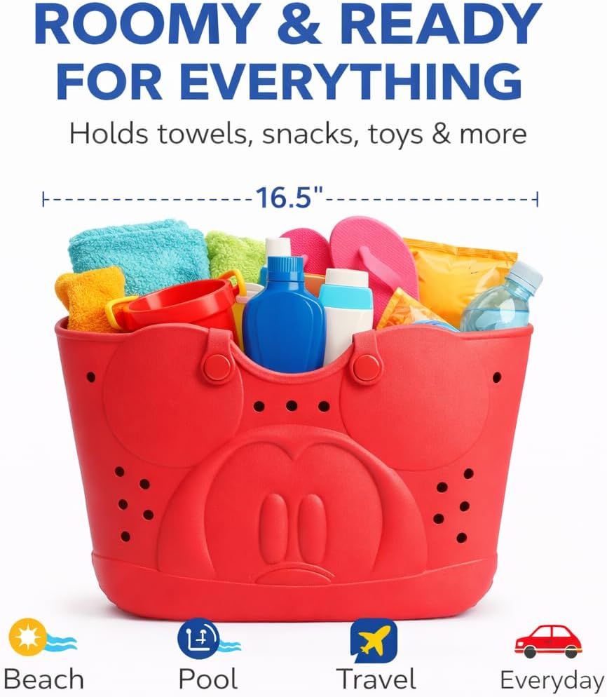 Disney Mickey Mouse 3D Character Face 16.5" Red EVA Molded Gummy Tote