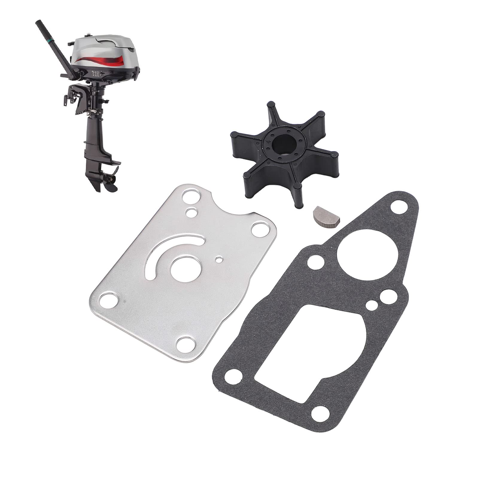 OUKENS Reparatursatz für Wasserpumpenlaufräder, 17400-98661 Wasserpumpenlaufrad-Service-Kit für Suzuki 4-Takt 4 5 PS DF4 DF5 Außenbordmotoren 17400-986L1 17400-98660 5034323 Modelle Sierra 18-3266