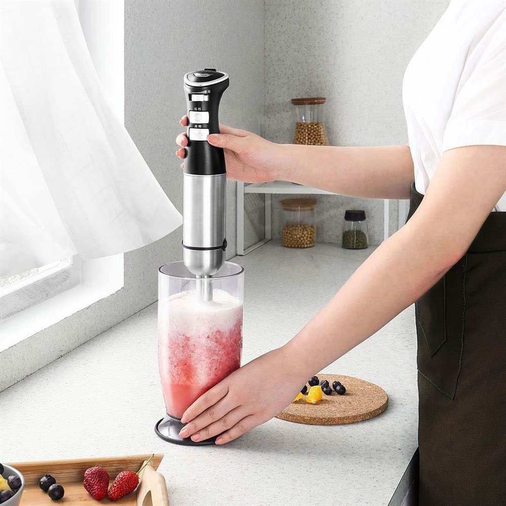Blender ręczny zanurzeniowy, blender ręczny ze stali nierdzewnej, 4-w-1 mikser ręczny, blender ręczny kuchenny do zup, koktajli, przecierów, jedzenia dla niemowląt