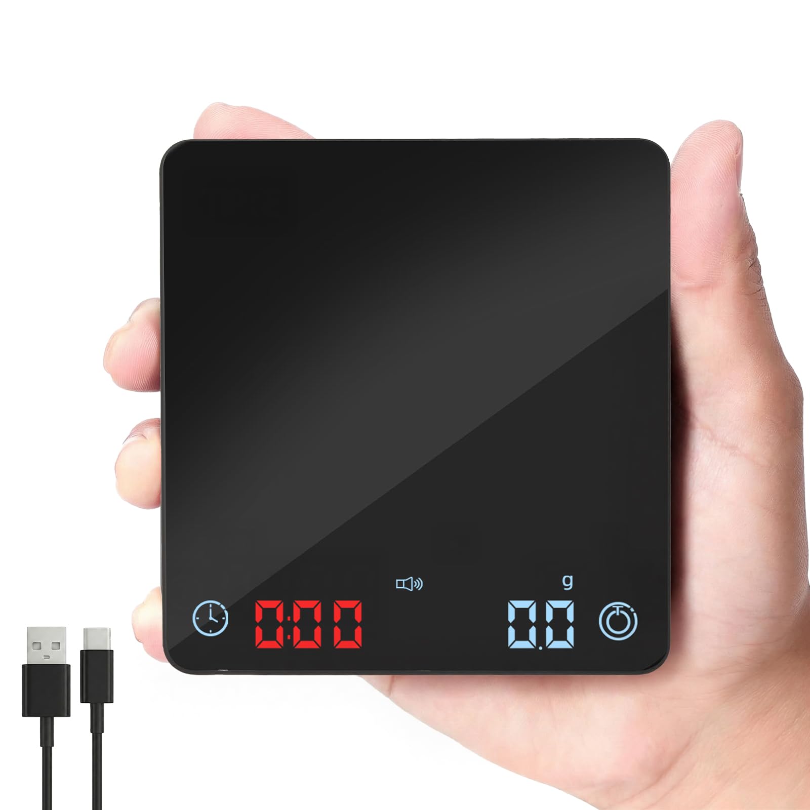 Mini Coffee Scale, Precise Espresso Scale with Timer & USB-C Charging, 0.1g/2kg Portable Small Scale for Baristas & Home Brewing, Auto-Timer for Pour Over, Espresso (Perfect for Home & Café)