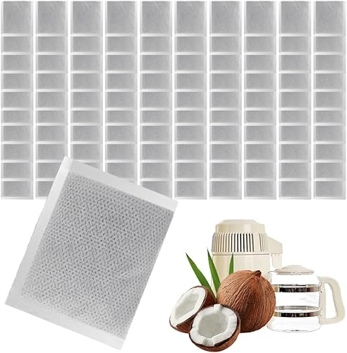 Paquete de 100 filtros de agua destiladores de carbón activado (1.7 libras), bolsas de filtro de carbón activado de repuesto de cáscara de coco,