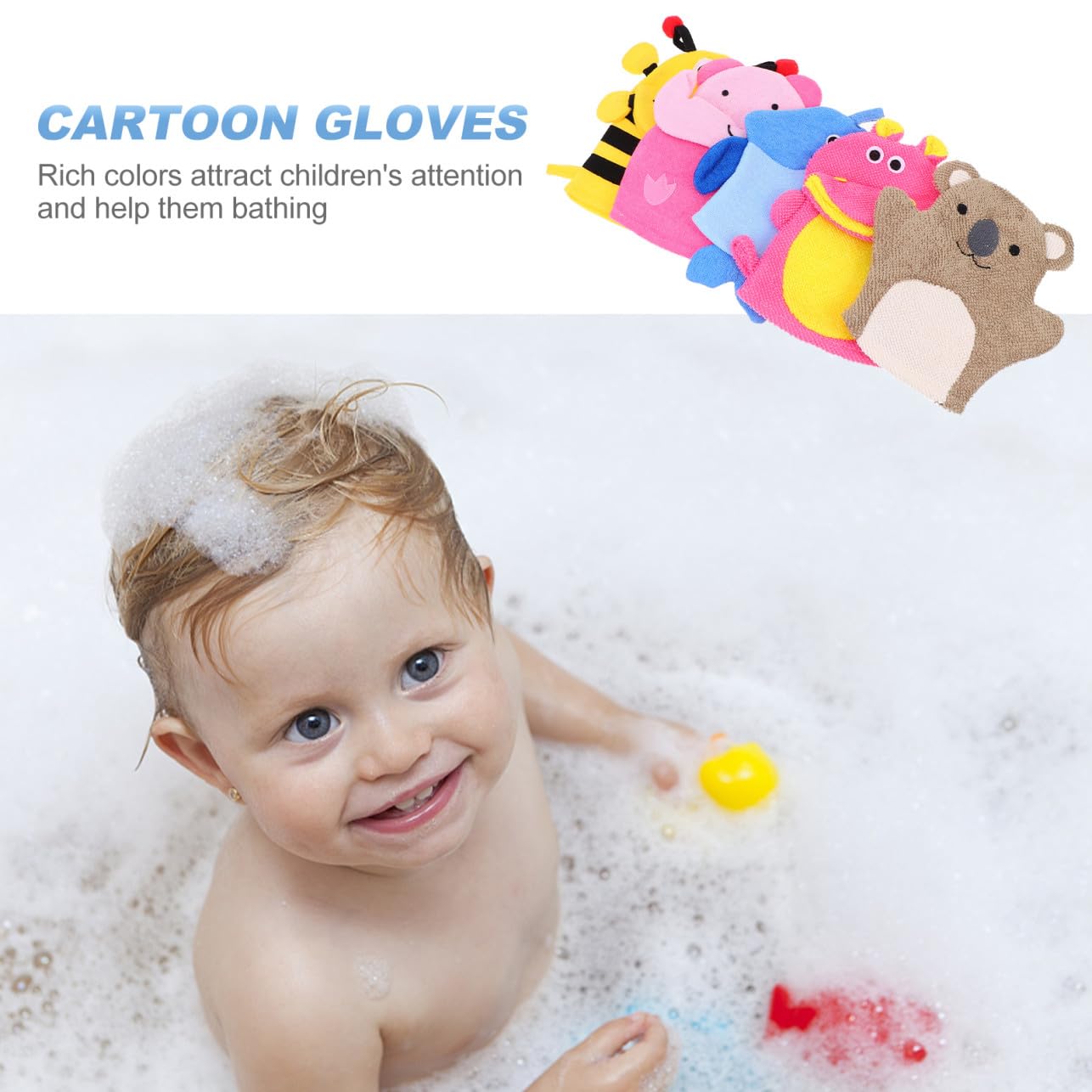 Guantes de Baño Exfoliantes Infantiles 5 Piezas de Fibra