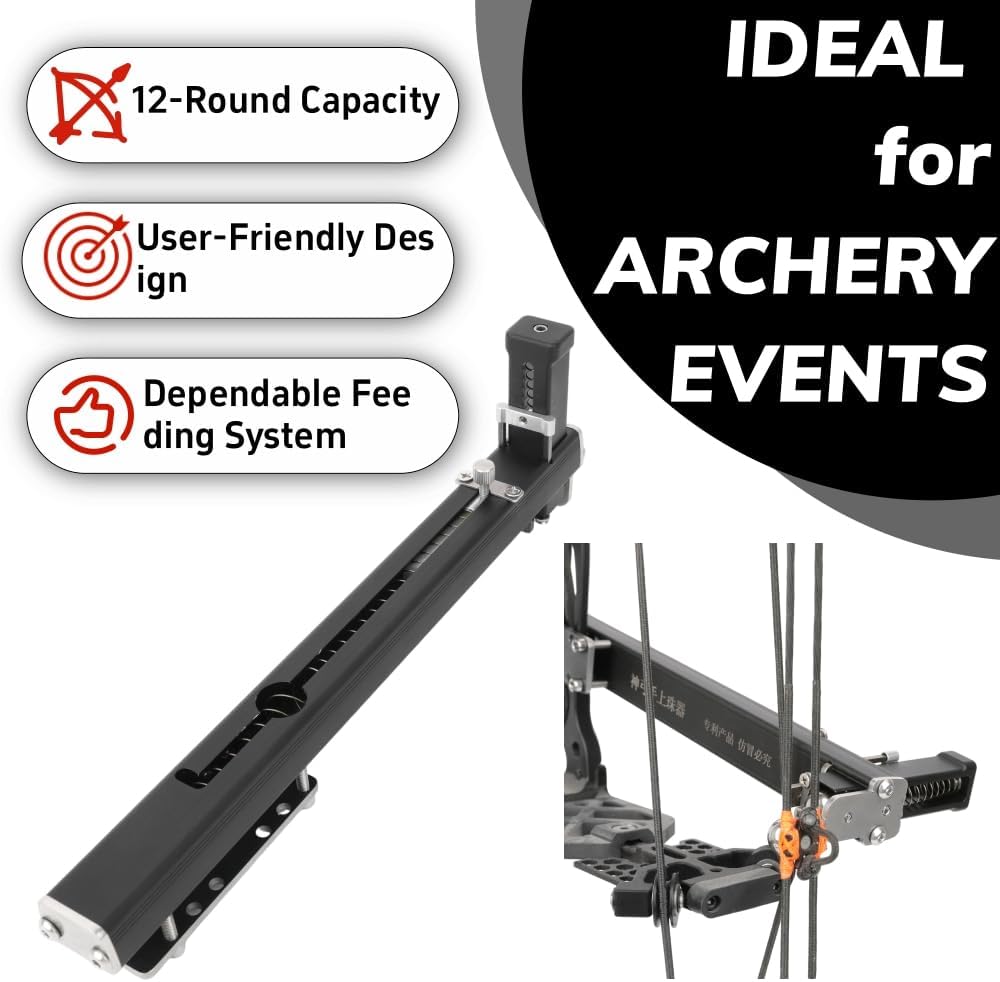Dual-use Compound Bow Steel Ball Shooter 12 Rounds Rapid Fire Launcher Universal Aluminium Alloy Attachment Shooting Hunting