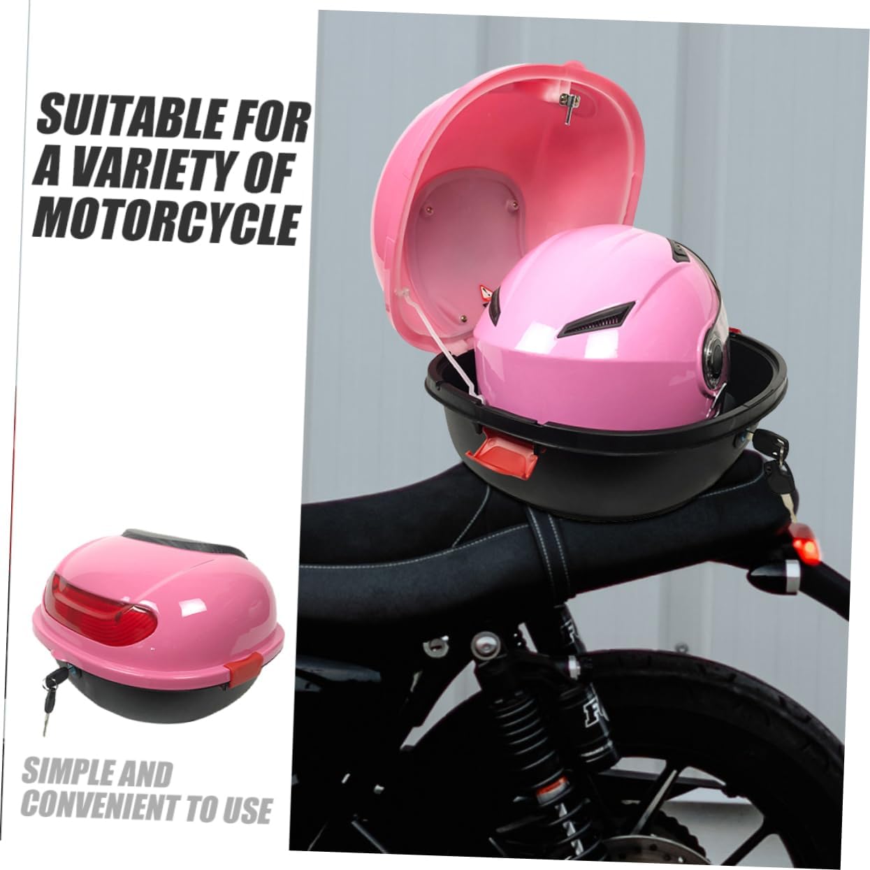 1Set Motorcycle Top Case Durable Material Rear Tail Box with Backrest Versatile Storage for Tools and Items Sturdy Design for Performance Fits