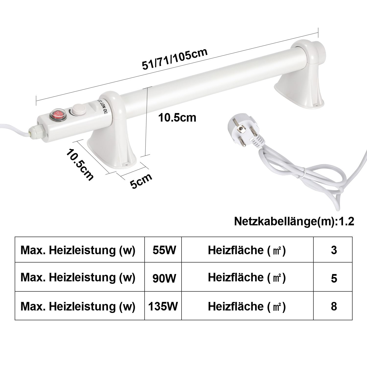 Gewächshausheizung, 90W Gewächshausheizung 70cm Gewächshaus Heizung für Pflanzen Gartenhaus Gewächshäuser