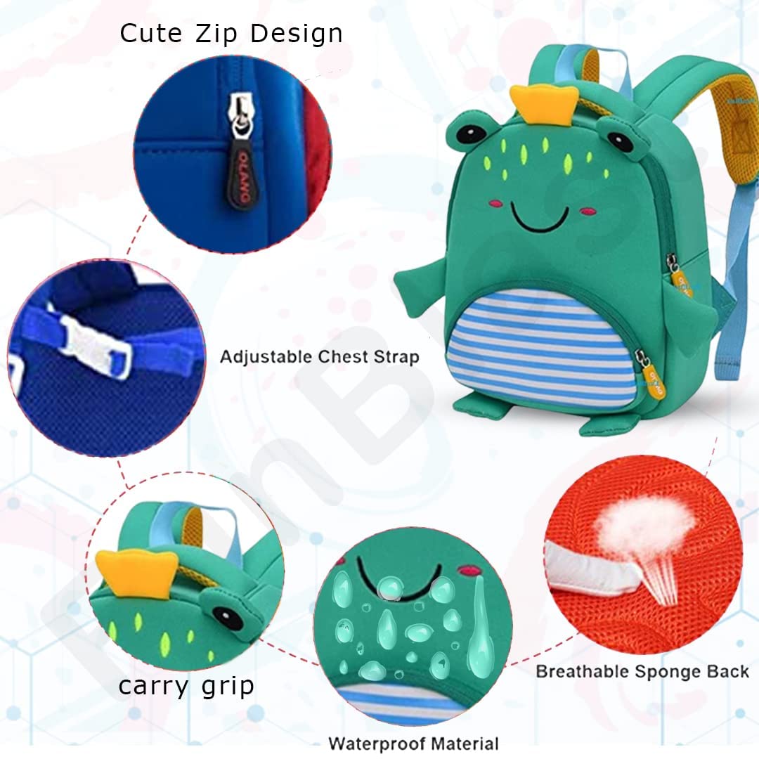 FunBlast Cute Frog Print Shoulder Bags for Kids Cartoon Bags - School Bags for Preschooler, Small Bags for School, Picnic, Travelling for 2 to 6 Years old Kids-Multicolour - Image 7 thumbnail