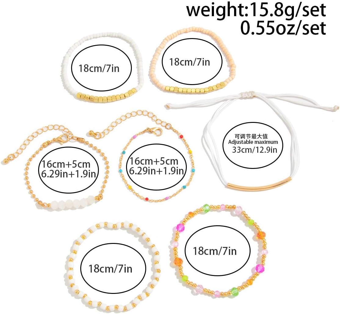 ALEXTINA 7Pcs Gold Bracelet Stack for Women, Colorful Stretch String Bead Bracelets Stackable Friendship Bracelets Adjustable, Birthday Jewelry Gift - Image 6