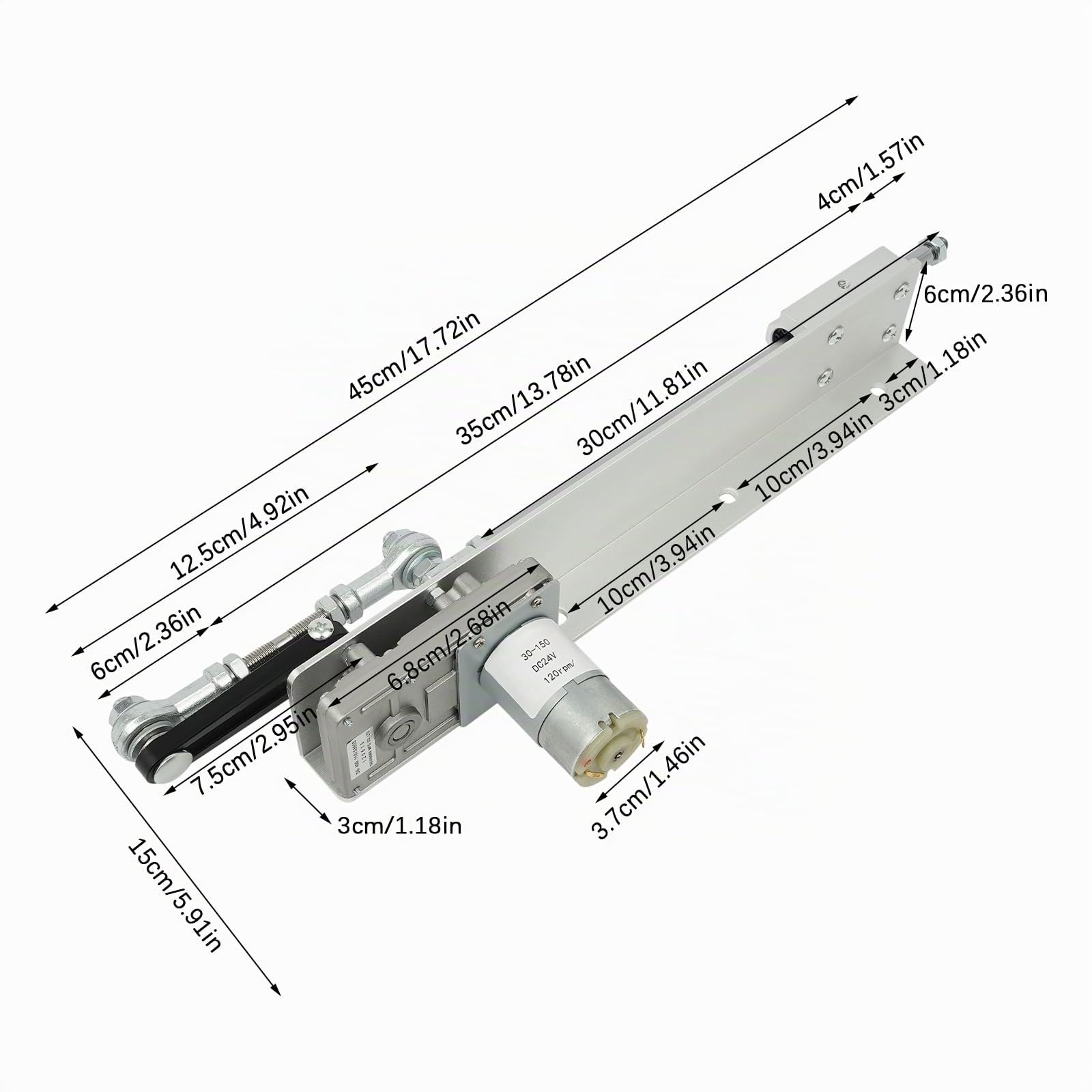 Linearantrieb, DC24V 120RPM Elektromotor Linear Actuator 3-15cm Hubkolben Linearaktuator mit Drehzahlregler, Einstellbarer Teleskop Motor, Hubkolbenmotor für Rüttler/Schwingsieb