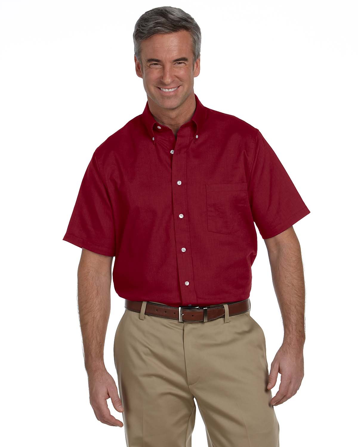 Van Heusen Mens Short-Sleeve Wrinkle-Resistant Oxford L Cayenne