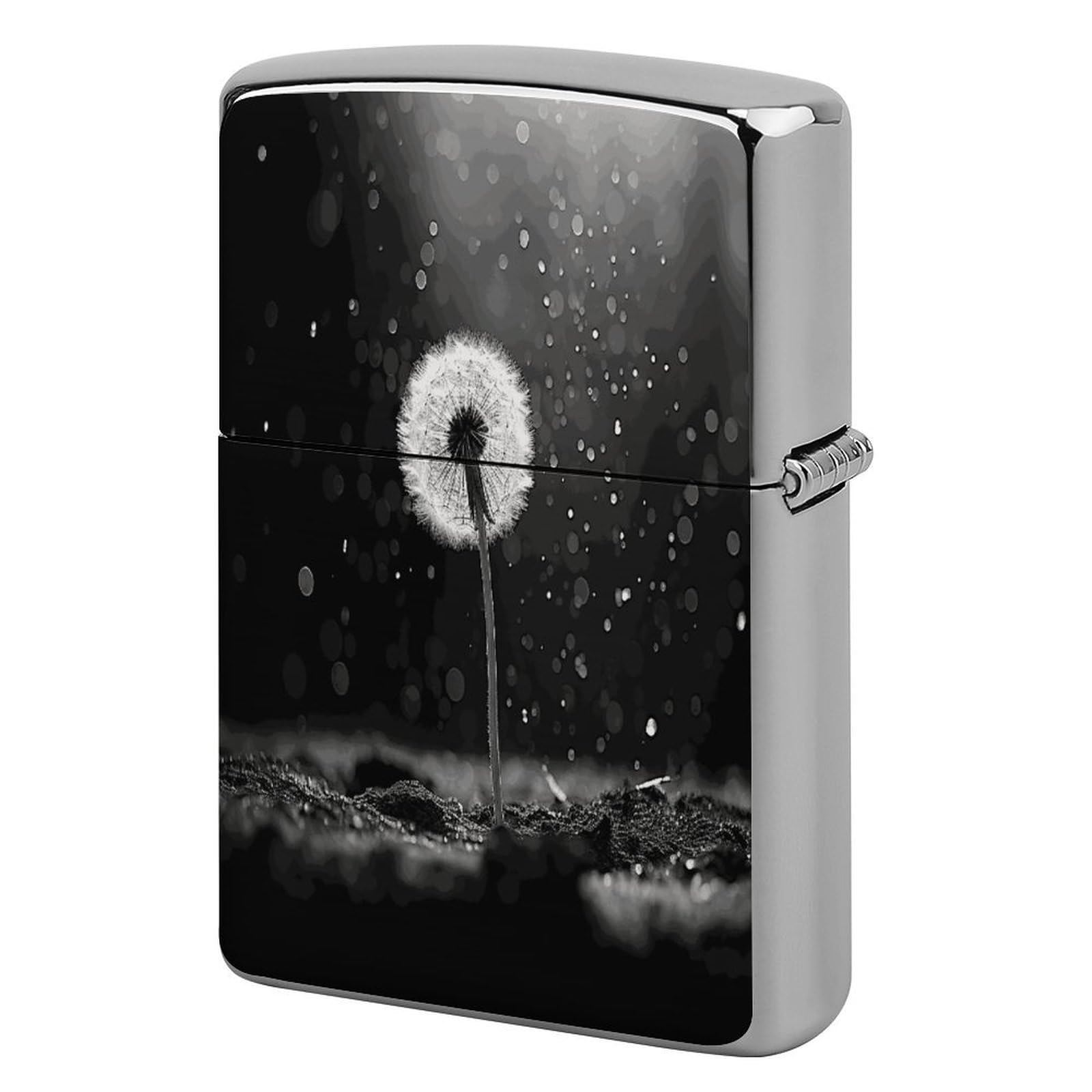 Fekiloot Style Dandelion Black And White Lighter Case Cover Metal Lighter Case