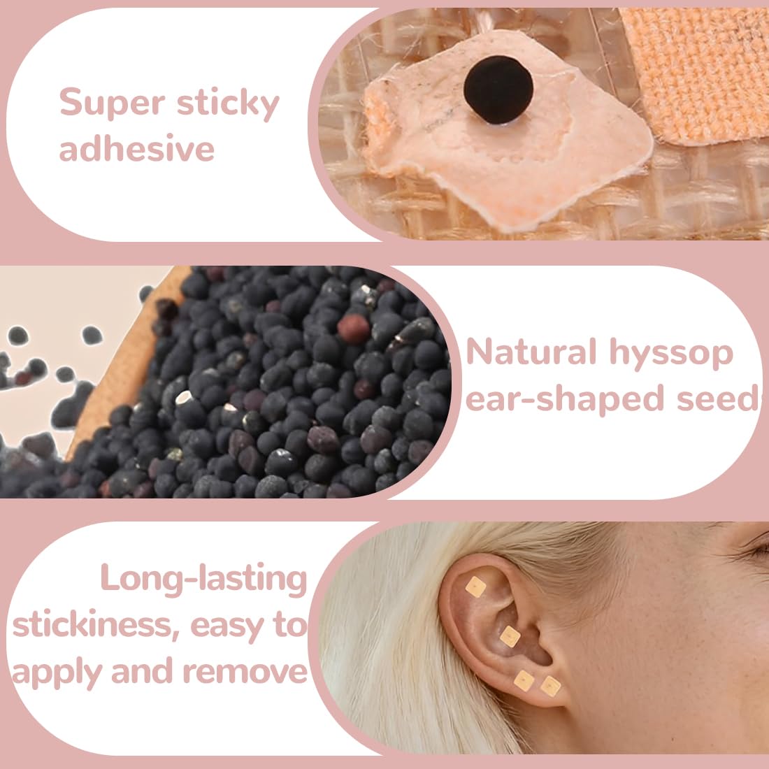 Ear Seeds 600 Pezzi Semi Agopuntura Auricolare Monouso Carta Rosa Dimensioni Standard Kit Digitopressione Multifunzionale Terapia
