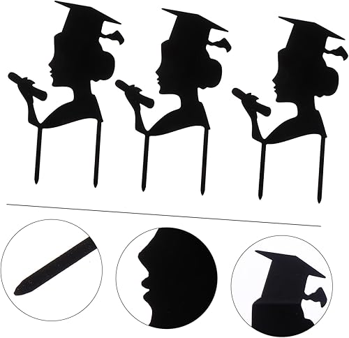 Miniatura 4 de Garneck 6pcs graduation girl card graduation cupcake toppers Grad Cake Insertion graduation cap cupcake toppers graduation hat black accent decor