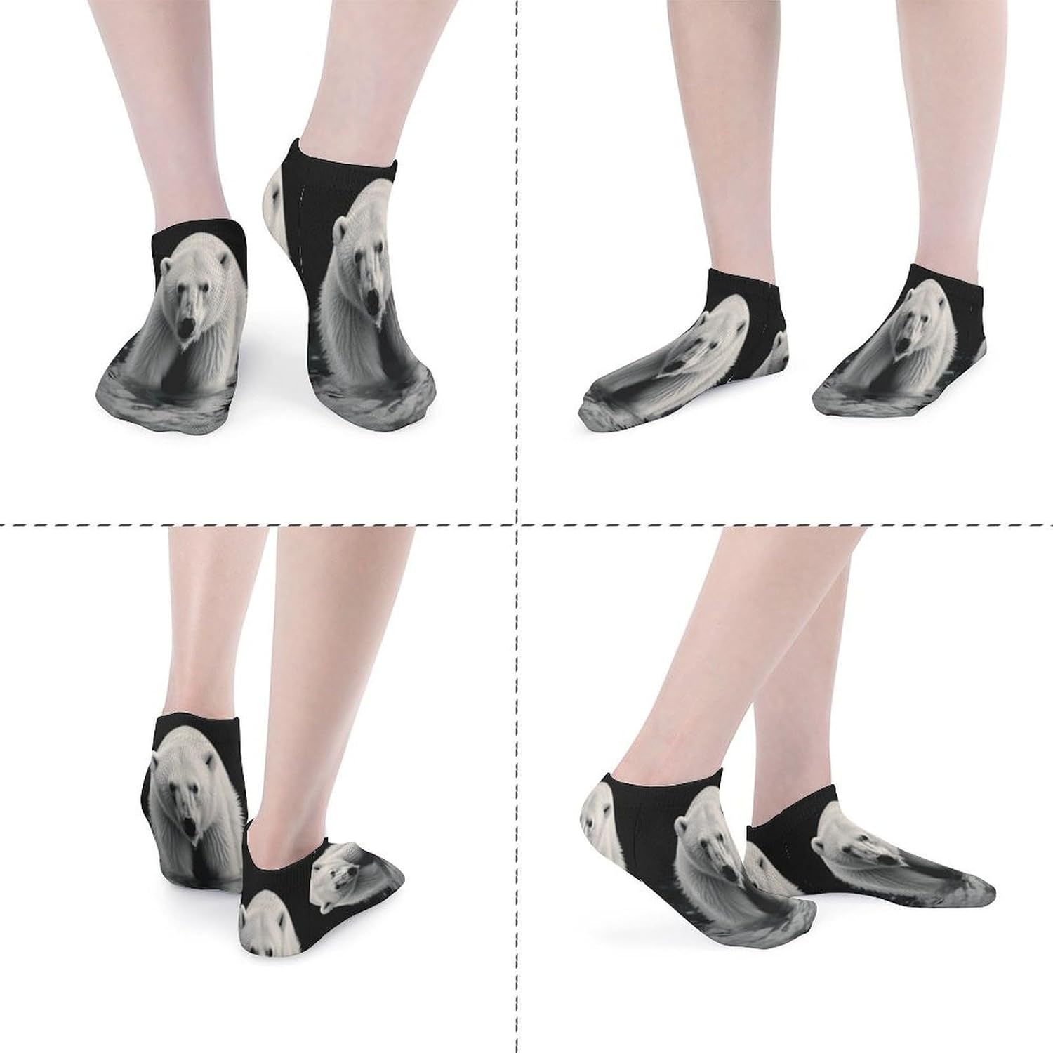 Polar Bear Ankle Socks for Men Women 5 Pairs