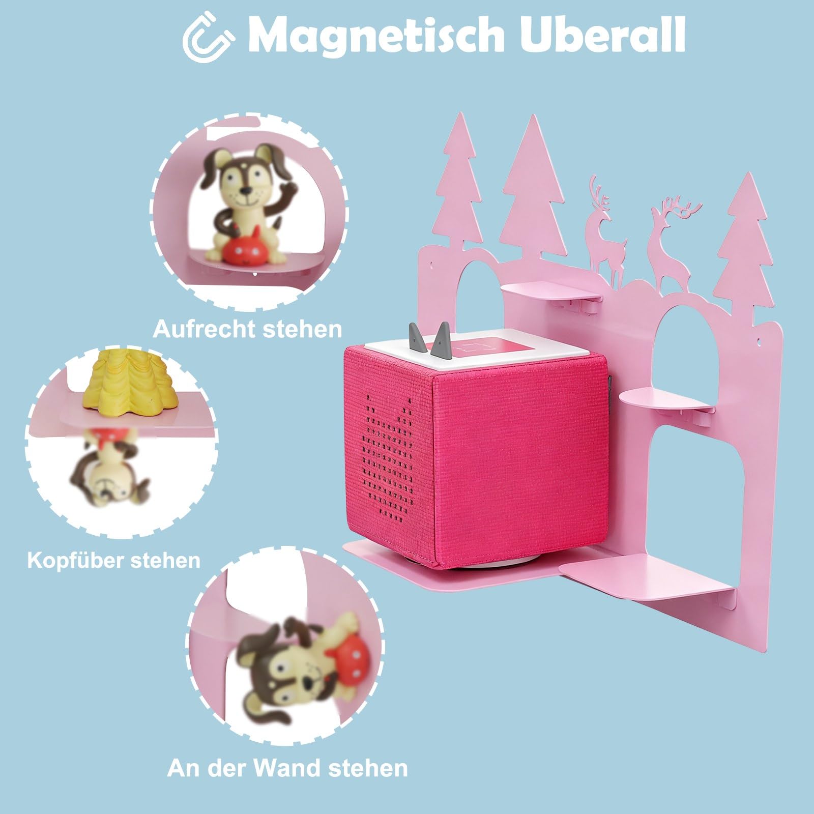 Xozoyo Cloud Tonie opbergrek met 60-70 kleverige metalen vellen, creatieve doos, magnetisch display voor poppen, organisatie voor kinderen met laadstation