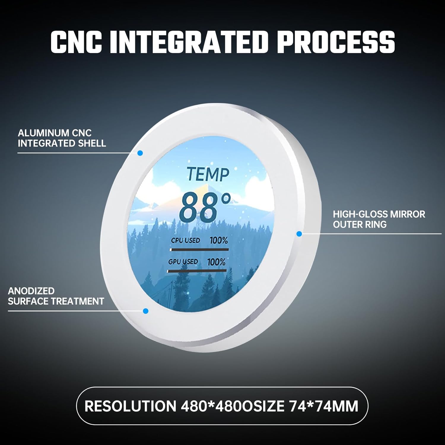 2.1" AIO Display Screen Upgrade Kit LCD Screen CPU Temp Monitor for CPU Liquid Cooler.