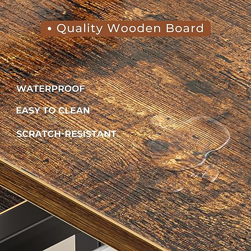 SUPERJARE Triple 4 Tier Bookshelf, Bookcase with 11 Open Display Shelves, Wide Book Shelf Book Case for Home & Office, Rustic Brown - Thumbnail 7
