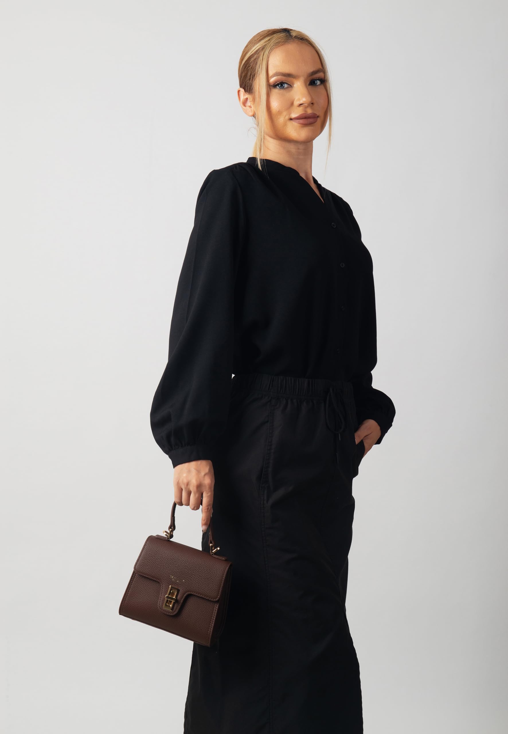 Carlheim, Kolekcja Skagen Genuine Leather Handbag, Chloe Genuine Leather Handbag (Brown), Brązowy, 70AA