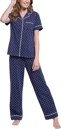 PajamaGram Womens Pajamas - PJ For Women Set, Short Sleeve, 100% Cotton