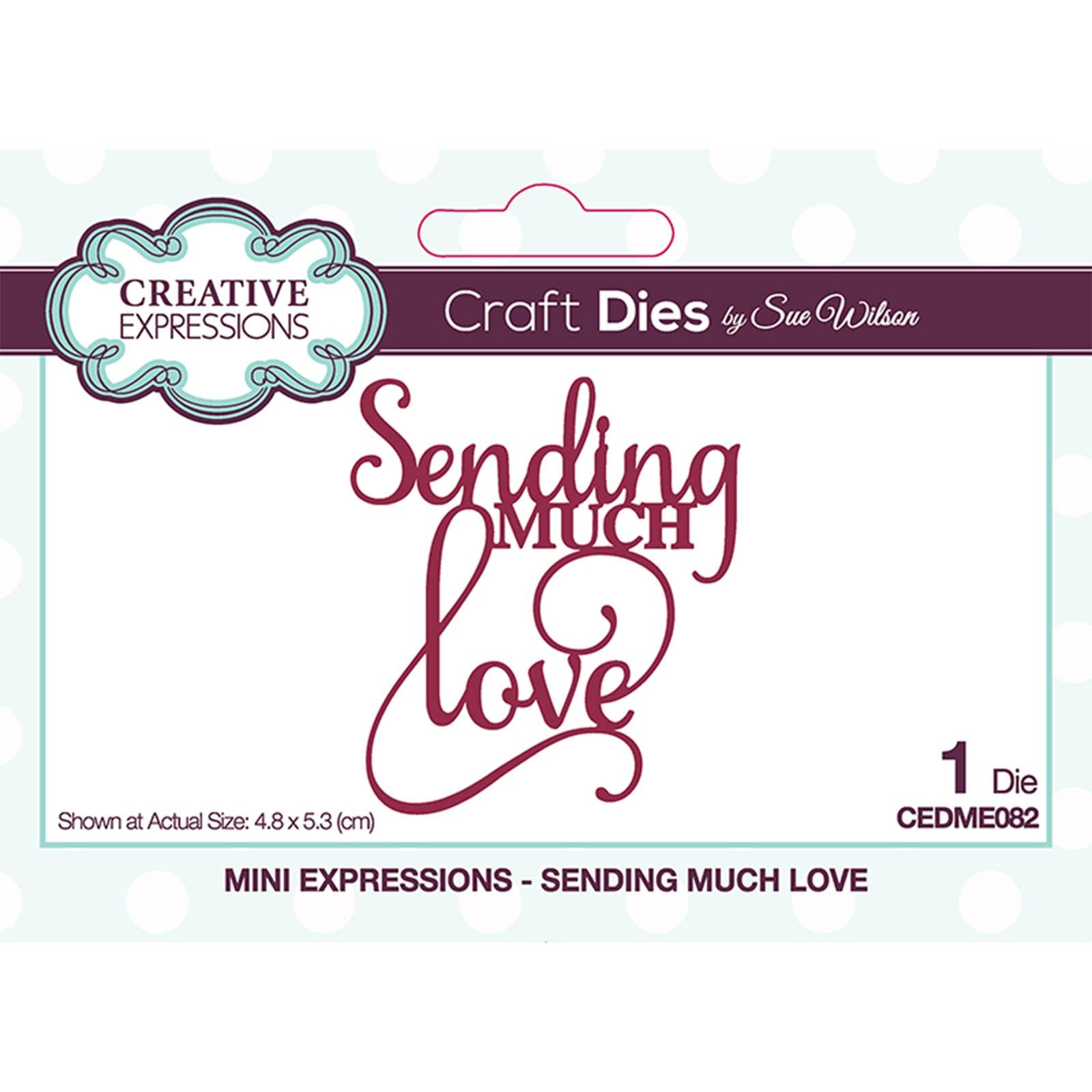Creative Expressions Sue Wilson - Mini Expressions - Sending Much Love - Craft Die, Metal, Die Size 4.8 x 5.3 cm, CEDME082