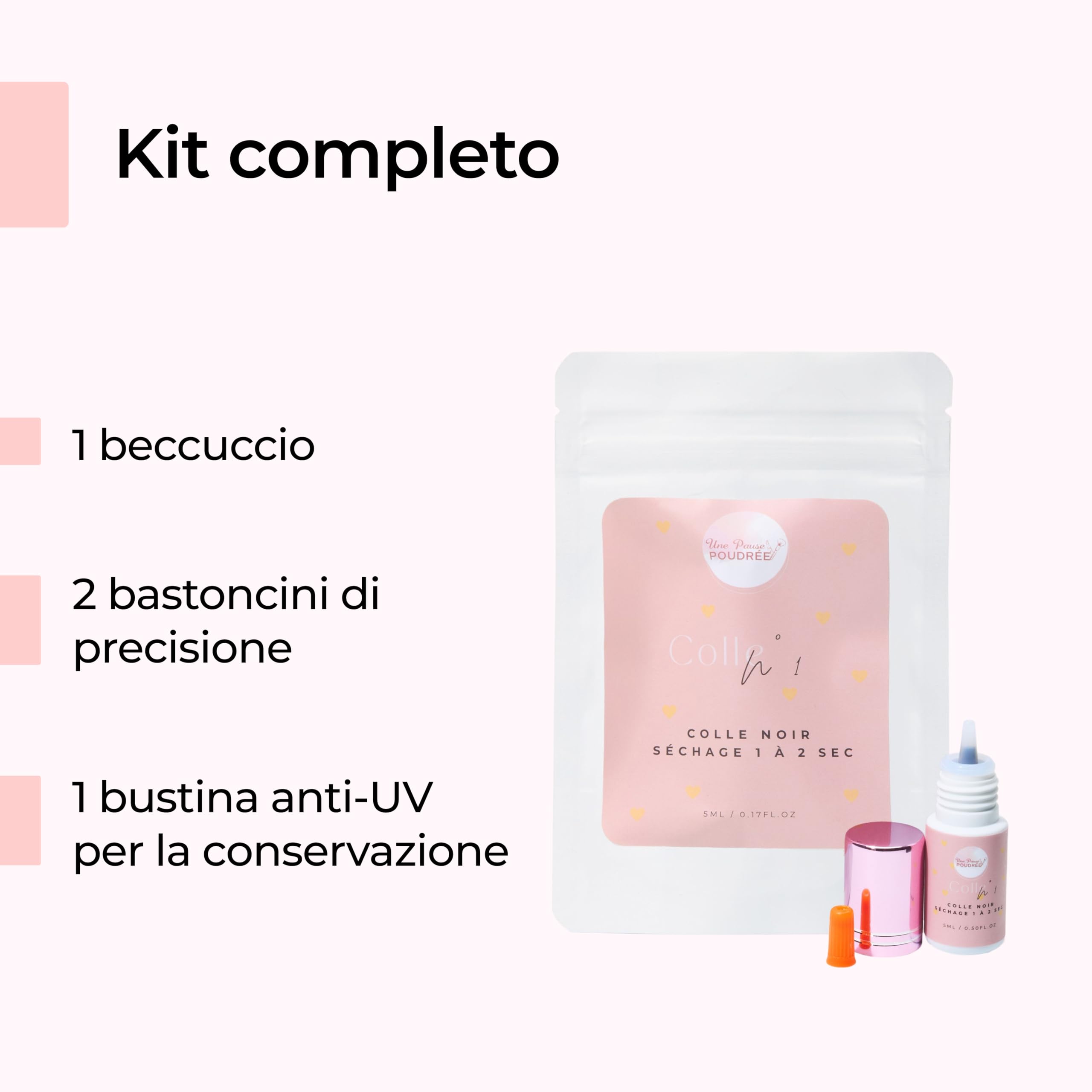 N°1 Colla Nera per Extension di Ciglia per Principianti e Professionisti - Colla per Ciglia Finte Asciugatura Rapida (1 a 2 sec) - Facile da Usare e Lunga Durata - Marchio Francese (5ml)