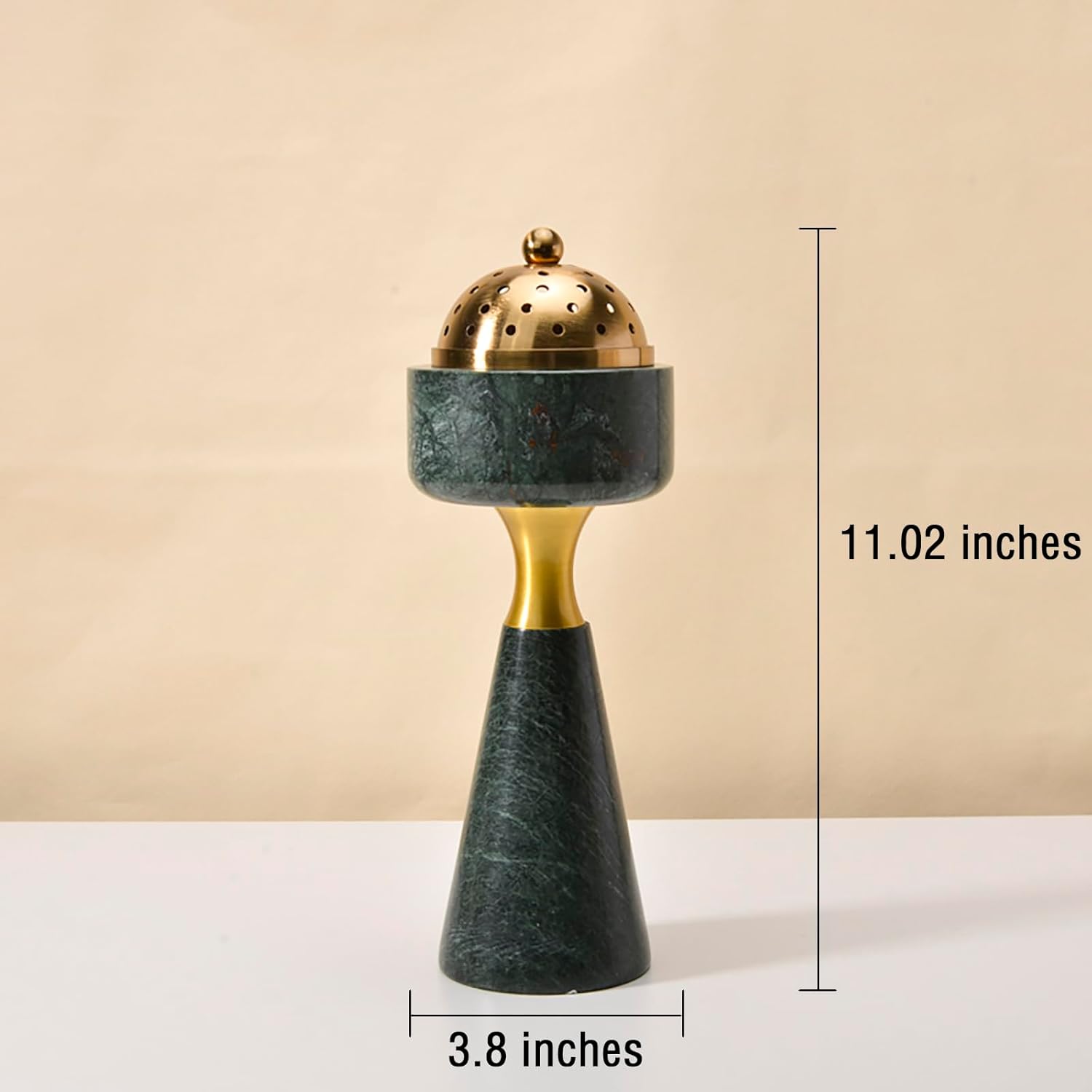 Sissi & yaya Marble Incense Burner with Brass Cover, 11 x 3.8 inches, Multi-Purpose Holder for Cones, Coils and Sticks (White)