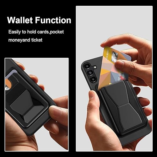 Miniatura 3 de Funda para Samsung Galaxy A13 5G con tarjetero de cuerpo completo a prueba de golpes con correa de muñeca con función atril y cordón protector para